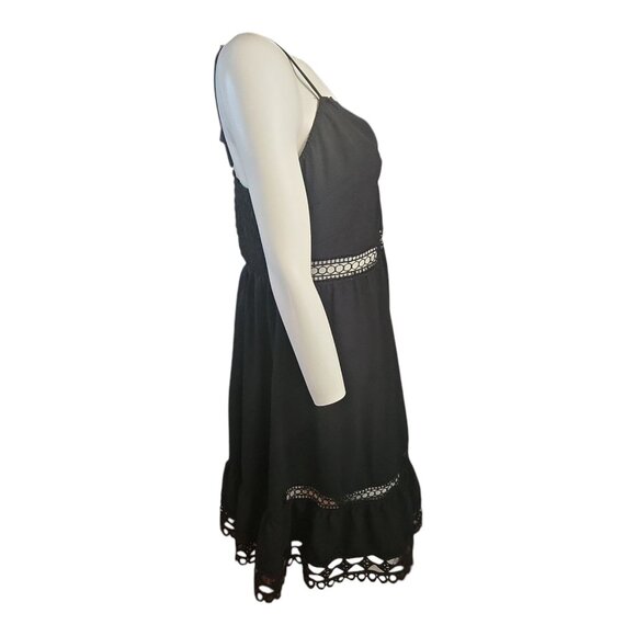 Shein Dress Womens Plus Size 0XL Solid Black Lace Cutout Crochet Pullover - Picture 4 of 6